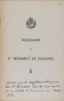 Photo 2 : SEGUINE - " Reliquaire du 2nd Régiment de Zouaves " - Oran