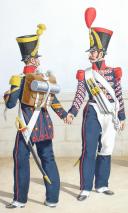 Photo 2 : 1822 Infanterie de ligne. Caporal-Fourrier de voltigeurs, tembour de grenadier, fusiliers