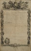 Photo 4 : CERTIFICAT DE SERVICE ET DE CONGÉ POUR FRANÇOIS CHARLES BENJAMIN DU FAUR DE CHATELARD, Mousquetaire du Roi de la 2ème Compagnie, daté 1er mars 1776. 29242