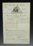 Photo 1 : BREVET DE PORTE-ÉTENDARD FRANÇOIS DOMINIQUE, SOUS-LIEUTENANT DE GRENADIERS À CHEVAL DE LA GARDE DES CONSULS, 22 frimaire an 10 (12 décembre 1801).
