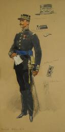 Photo 2 : SCOTT GEORGES, Projet d'uniformes pour les administrateurs militaires : Aquarelle gouachée sur carton, Troisième République.