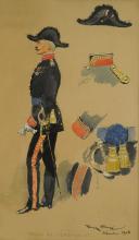 Photo 3 : SCOTT GEORGES, Projet d'uniformes pour les administrateurs militaires : Aquarelle gouachée sur carton, Troisième République.