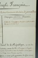 Photo 4 : BREVET DE PORTE-ÉTENDARD FRANÇOIS DOMINIQUE, SOUS-LIEUTENANT DE GRENADIERS À CHEVAL DE LA GARDE DES CONSULS, 22 frimaire an 10 (12 décembre 1801).