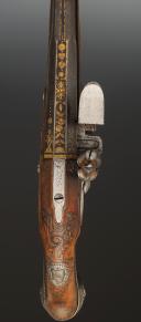 Photo 4 : PAIRE DE PISTOLETS D'OFFICIER DES GARDES DU CORPS DE LA MAISON MILITAIRE DU ROI, Ancienne Monarchie, Règne de Louis XVI. 30081