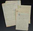 Garde des Consuls. ARTILLERIE. Ensemble de trois devis signés Marie-Anne VIGNIER FEMME CHAILLOT, pour la réalisation de pavillons de trompettes pour l'artillerie de la Garde des Consuls, 19 Vendemiaire et 19 Germinal an 12, Minute du chef de la 2è division adressée à Mme Vignier jugeant ses tarifs trop élevés (9 vendemiaire an 12) et son rapport fait au Ministre le 30 germinal an 12 l'informant des devis revus. 18907-6