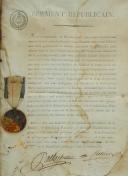 Photo 2 : REPUBLICAN OATH AND IRON MEDAL FROM THE CHAINS OF THE BASTILLE, AWARDED BY CITIZEN PALLOY, Revolution. 26077