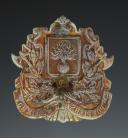 Photo 2 : PLAQUE DE CASQUE DE SAPEURS-POMPIERS DE LA VILLE D'ÉCOMMOY, type 1852 modifié Troisième République. 25375-28