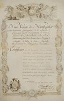 Photo 2 : CERTIFICAT DE SERVICE ET DE CONGÉ POUR ALEXANDRE CÉSAR ANNIBAL FRÉMIN DE STONNE, Mousquetaire du Roi dans la 2ème Compagnie, décerné à Paris le 27 février 1778. 29238-1