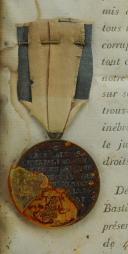 Photo 3 : REPUBLICAN OATH AND IRON MEDAL FROM THE CHAINS OF THE BASTILLE, AWARDED BY CITIZEN PALLOY, Revolution. 26077