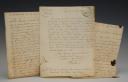 Spanish Army. SET OF THREE LETTERS: TWO AUTOGRAPH LETTERS FROM FREDERIC CHOUARD TO HIS WIFE, St Sebastien March 30, 1810, and May 7, 1810; ONE LETTER FROM THE MINISTRY OF THE NAVY ANNOUNCING HIS DEATH, Paris June 12, 1811. 18857-11