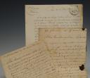 Photo 3 : Spanish Army. SET OF THREE LETTERS: TWO AUTOGRAPH LETTERS FROM FREDERIC CHOUARD TO HIS WIFE, St Sebastien March 30, 1810, and May 7, 1810; ONE LETTER FROM THE MINISTRY OF THE NAVY ANNOUNCING HIS DEATH, Paris June 12, 1811. 18857-11