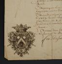 Photo 4 : ORDER GIVEN BY FRANÇOIS DE CHEVERT FOR THE ACCOMMODATION OF THE 1st COMPANY OF THE KING'S MUSKETEERS ALONG HIS ROUTE, Old Monarchy, dated April 13, 1761. 29238-3