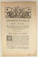 Photo 1 : ORDONNANCE DU ROY, portant règlement sur les Droits & Prérogatives du Colonel Général de l'Infanterie Françoise & Estrangère. Du 30 may 1721. 4 pages