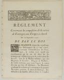 Photo 1 : RÈGLEMENT concernant la composition de la ration de Fourrages aux Troupes à cheval. Du 18 septembre 1777. 2 pages