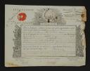 Royal Regiment of Auvergne. ABSOLUTE MILITARY CERTIFICATE AWARDED TO JEAN PAUL FRANÇOIS BOUSSARD, hunter of the Dassas Company, October 7, 1790. 18908-30
