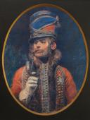 Photo 2 : PORTRAIT OF A HUSSAR OF THE 4TH REGIMENT 1806, AFTER ÉDOUARD DETAILLE, First Empire, 20th century. 26668