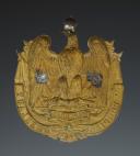 Photo 2 : PLAQUE DE CASQUE DE SAPEURS-POMPIERS DE LA COMMUNE DE MERLAUT, type 1852, Second Empire. 25375-25