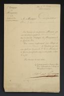 Photo 2 : ENSEMBLE DE TROIS DOCUMENTS DÉCERNÉS À FRANÇOIS CARPENTIER : attestation d'engagement et extraits du registre matricule, 2ème Compagnie de Mousquetaires, Restauration. 29238-4