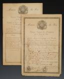 ENSEMBLE DE DEUX DOCUMENTS DÉCERNÉS À ALEXANDRE DE MARAISE : extrait du registre matricule et certificat, 2ème Compagnie de Mousquetaires, Restauration. 29238-5
