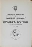 Photo 2 : LEVRAULT - " Historique sommaire du 2ème régiment de Chasseurs d'Afrique pendant la campagne 1914-1918 " - Paris