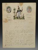 Photo 3 : LETTER WITH BEAUTIFUL COLOR ILLUSTRATION OF JULES BAUCHE, voltigeur hunter of the Imperial Guard, TO HIS PARENTS residing in Sainte-Cécile (Manche), Paris, August 25, 1812. 18880-24