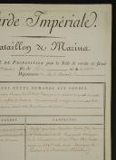 Photo 3 : Garde Impériale BATAILLON DE MARINE. Mémoire de proposition pour la solde de retraite en faveur de LOUIS MARIE GOURNAY, Matelot de 1ère classe, mars 1809. 18907-9