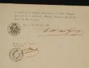 Photo 6 : ENSEMBLE DE DEUX DOCUMENTS DÉCERNÉS À ALEXANDRE DE MARAISE : extrait du registre matricule et certificat, 2ème Compagnie de Mousquetaires, Restauration. 29238-5