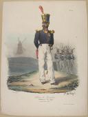 Photo 1 : BELLANGÉ - " Officier de Grenadiers, Infanterie de Ligne, Grande Tenue d'été " - Gravure - n° 20 - Restauration