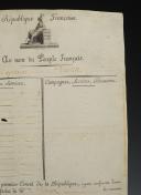 Photo 3 : BREVET DU CAPITAINE SEUZOT Jean François, au 4ème régiment de Chasseurs à cheval, Consulat. 12541-1