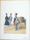 1822. Artillerie à Pied. Officier, Cannoniers.