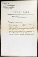 Photo 1 : EXTRAIT DE REVUE D'UN RÉGIMENT DE HUSSARDS SELON L'ORDONNANCE DU ROI DU 17 MARS 1788, Ancienne Monarchie.