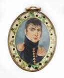 INFANTRY CAPTAIN OF THE IMPERIAL GUARD, First Empire, Leipsick 1813: miniature portrait. 16833