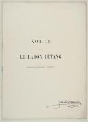 Photo 1 : Notice sur Le Baron Létang, général de division, sénateur 