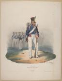 Photo 1 : BELLANGÉ - " Fusilier, Infanterie de Ligne, en Grande Tenue d'été, 1830 " - Gravure - n° 25 - Restauration
