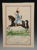 Photo 2 : Watercolor drawing depicting Soldier Frank Vogel, Hussar in the 5th regiment, 1st Company, Bavarian campaign 1812. 18880-26.