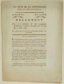 Photo 1 : RÈGLEMENT pour la formation des huit compagnies d'Artillerie à cheval, décrétées par la Loi du 3 juin 1793. Du 5 juillet 1793, l'an second de la République française, une et indivisible. 7 pages