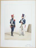 Photo 1 : 1816-1820. Génie. Sergent de Mineurs, Mineur en tenue de tranchée.