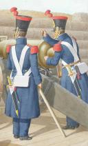 Photo 2 : 1824. Artillerie à Pied. Sous-Lieutenant, Sergent, Canonniers.