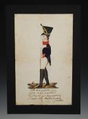 Photo 2 : DESSIN AQUARELLÉ REPRÉSENTANT JEAN-PIERRE BAIVY, originaire de Maredret (Namur), soldat au 85ème régiment d'infanterie de Ligne. Corps d'Armée d'Allemagne. Premier Empire.18880-28