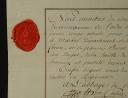 Photo 2 : Army of Mainz, 1st Regiment of Chasseurs on Horseback. UNRESTRICTED LEAVE GRANTED TO CITIZEN JEAN-CLAUDE BIETTE, Gomersdorff Abbey on 23 Vendémiaire, year 7 (October 14, 1798). 18910-52