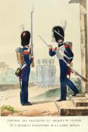 Photo 3 : AUBRY (Charles). Seconde suite. Collection des uniformes de l'armée française présentée au roi par S.E.M. le maréchal Duc de Bellune, ministre de la guerre. Paris, Picquet Ch., Géographe ordinaire du roi et de S.A.S. Mgr le Duc d’Orléans, 1823.