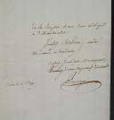 Photo 3 : 1st Light Infantry Regiment. LETTER FROM COLONEL BOURGEOIS TO THE MINISTER OF WAR, informing that two troublemakers are sowing discord in the regiment, September 10, 1807. 18911-12