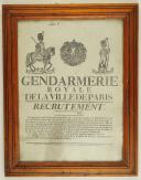 Photo 1 : AFFICHE DE RECRUTEMENT DE LA GENDARMERIE ROYALE DE LA VILLE DE PARIS, 1816.