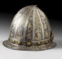 Photo 2 : Cabasset complémentaire de l’armure d’Adolf von Schwarzenberg Milan, Pompeo della Cesa, v. 1590. COLLECTION PHILIPPE MISSILLIER, Étude Giquello, Drouot - salles 5-6, les 6 & 7 mars 2025