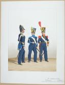1828. Infanterie de Ligne. Tambour-Major, Caporal-Fourrier du Centre (23è Régiment). Sergent-Major de Grenadiers (50è Régiment)