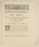 Photo 1 : ORDONNANCE DU ROI, portant augmentation dans le Corps de la Maréchaussée. Du 3 octobre 1778. 2 pages