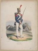Photo 1 : BELLANGÉ - " Grenadier (Infanterie Légère), Grande Tenue d'été " - Gravure - n° 10 - Restauration 