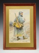 LALAUZE ALPHONSE : HUILE SUR TOILE, POILU DE LA GUERRE 1914-1918. 32300