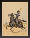 Translation:PIERRE BENIGNI - Original watercolor: aide-de-camp of a division general in full dress. Late Consulate, Early 20th century. 32893