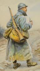Photo 3 : LALAUZE ALPHONSE : HUILE SUR TOILE, POILU DE LA GUERRE 1914-1918. 32300